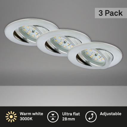 Briloner 7209-039 - komplekts 3x LED vannas istabas iebūvējamie griestu gaismekļi ATTACH LED/5W/230V IP23, matēts hroms