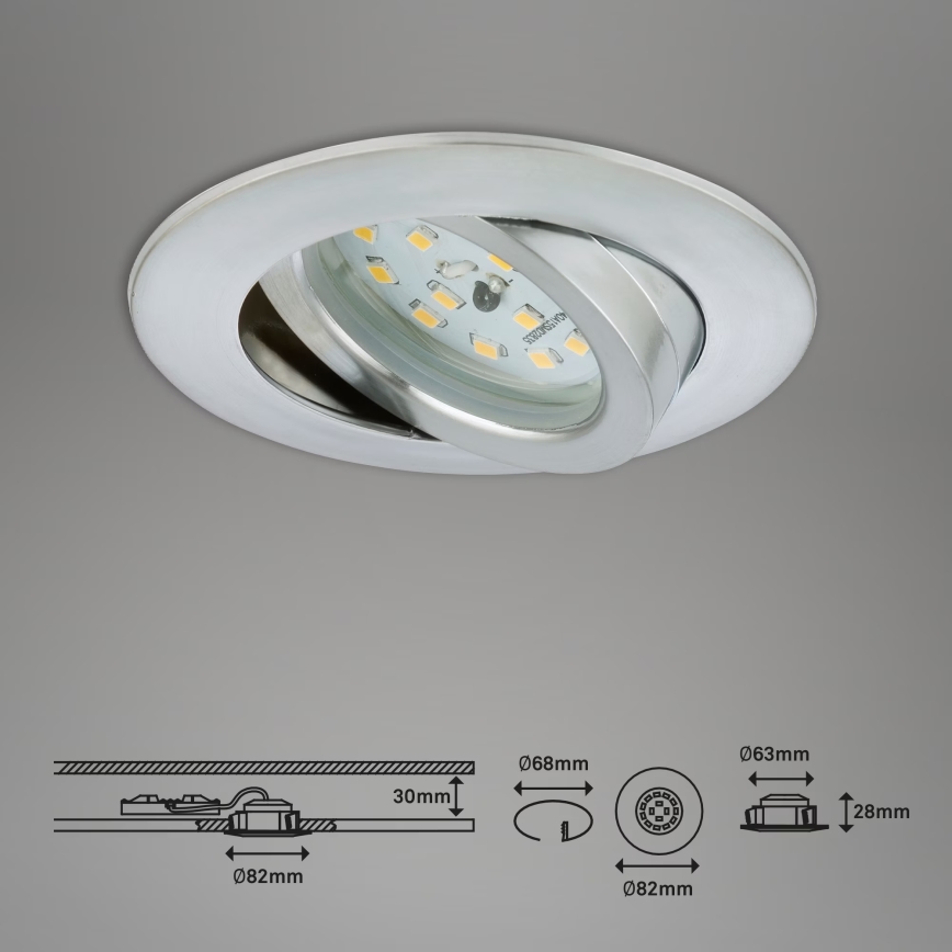 Briloner 7209-039 - komplekts 3x LED vannas istabas iebūvējamie griestu gaismekļi ATTACH LED/5W/230V IP23, matēts hroms