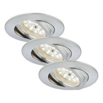 Briloner 7209-039 - komplekts 3x LED vannas istabas iebūvējamie griestu gaismekļi ATTACH LED/5W/230V IP23, matēts hroms