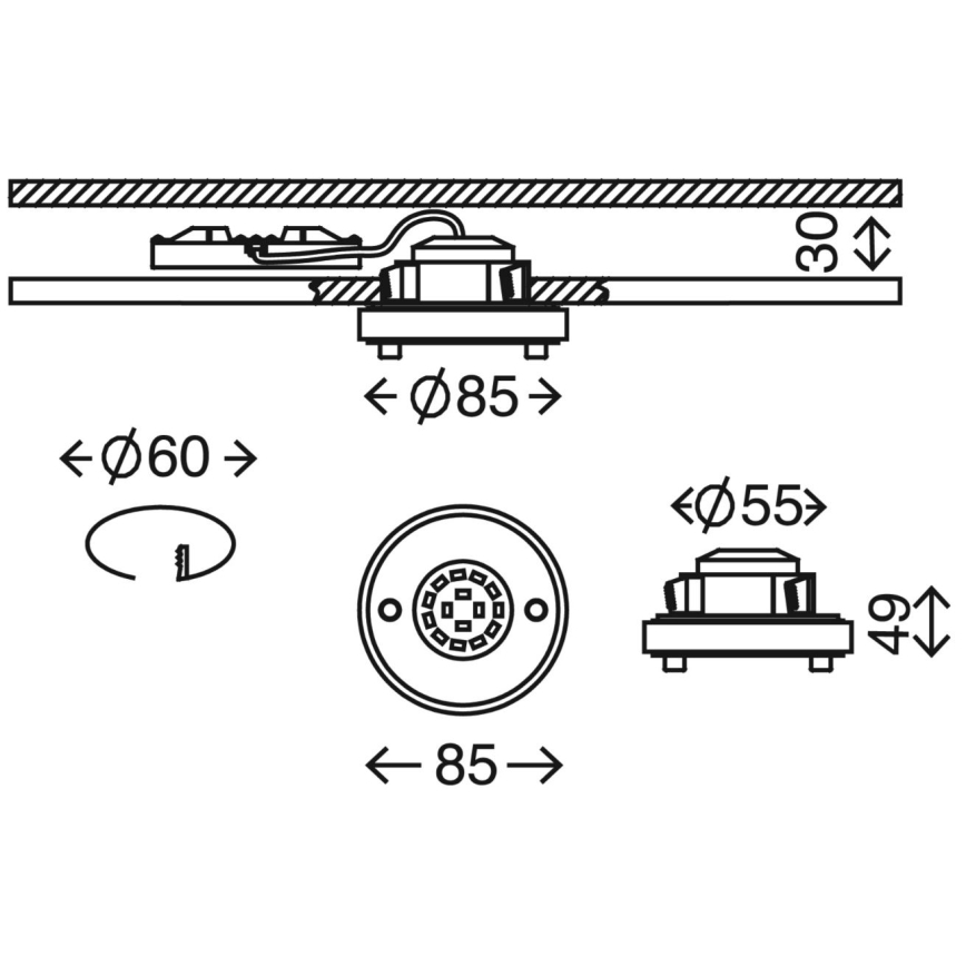 Briloner 7214-012 - LED Iegremdējama vannas istabas lampa ATTACH LED/5W/230V IP44