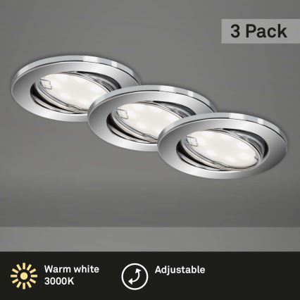 Briloner 7221-038 - KOMPLEKTS 3x LED Vannas istabas iegremdējama lampa 1xGU10/3W/230V IP23 spīdīgs hroms