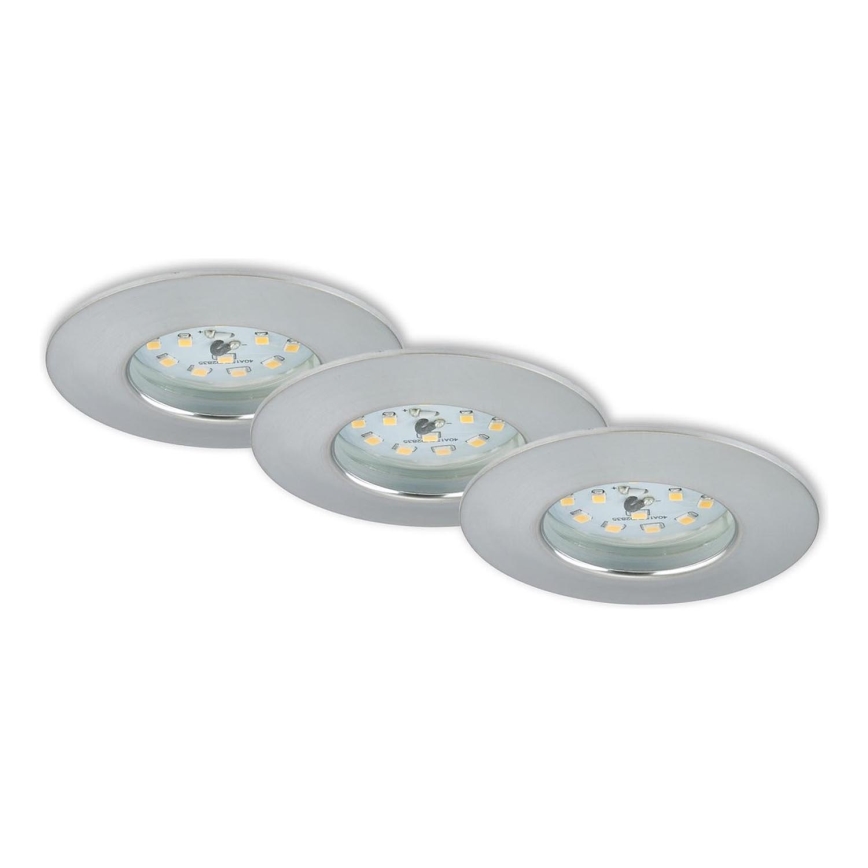 Briloner 7231-039 - komplekts 3x LED ar regulējamu spilgtumu iebūvējamie griestu gaismekļi vannas istabai LED/5,5W/230V IP44, matēts hroms