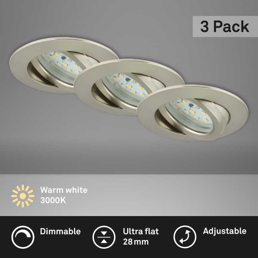 Briloner 7232-032 - Komplekts: 3 iebūvējami vannas istabas LED griestu gaismekļi ar regulējamu spilgtumu ATTACH LED/5,5W/230V IP23