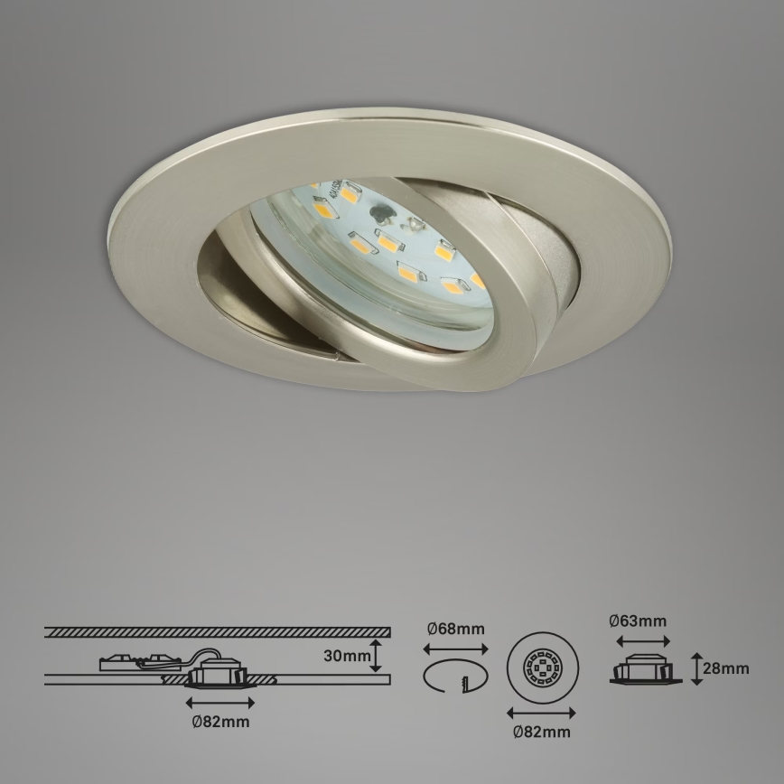 Briloner 7232-032 - Komplekts: 3 iebūvējami vannas istabas LED griestu gaismekļi ar regulējamu spilgtumu ATTACH LED/5,5W/230V IP23
