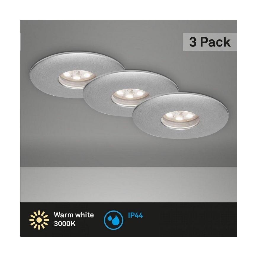 Briloner 7240-039 - KOMPLEKTS 3x LED Iegremdējama vannas istabas lampa LED/1,8W/230V IP44