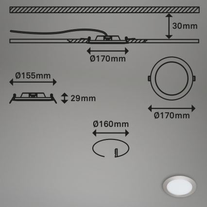 Briloner 7286-012 - LED Iegremdējama vannas istabas lampa LED/12W/230V IP44