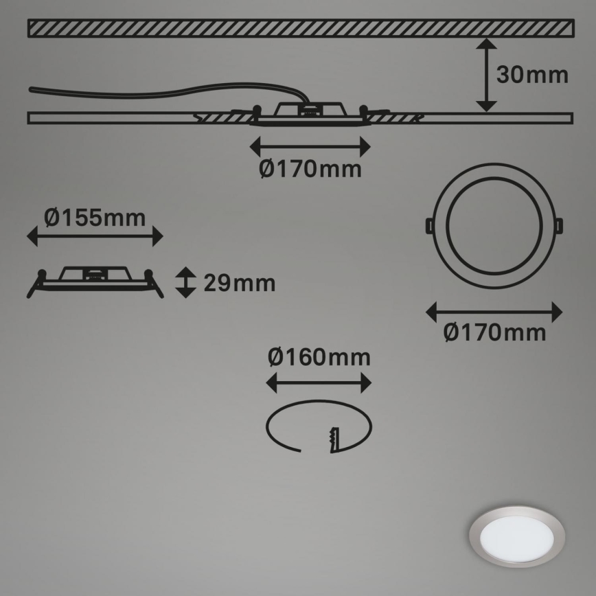 Briloner 7286-012 - LED Iegremdējama vannas istabas lampa LED/12W/230V IP44