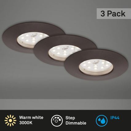 Briloner 7295-031 - KOMPLEKTS 3x LED Aptumšojama iegremdējama vannas istabas lampa ATTACH LED/6,5W/230V IP44