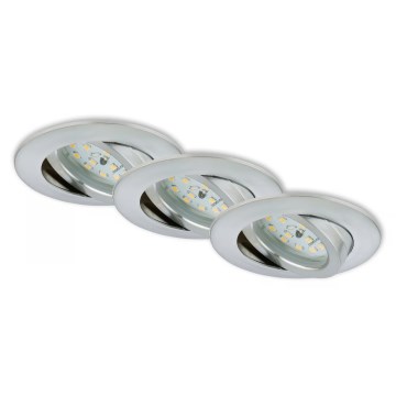 Briloner 7296-039 - KOMPLEKTS 3x LED ar regulējamu spilgtumu vannas istabas iebūvējamie griestu gaismekļi 1xLED/6,5W/230V 3000K IP23 matēts hroms