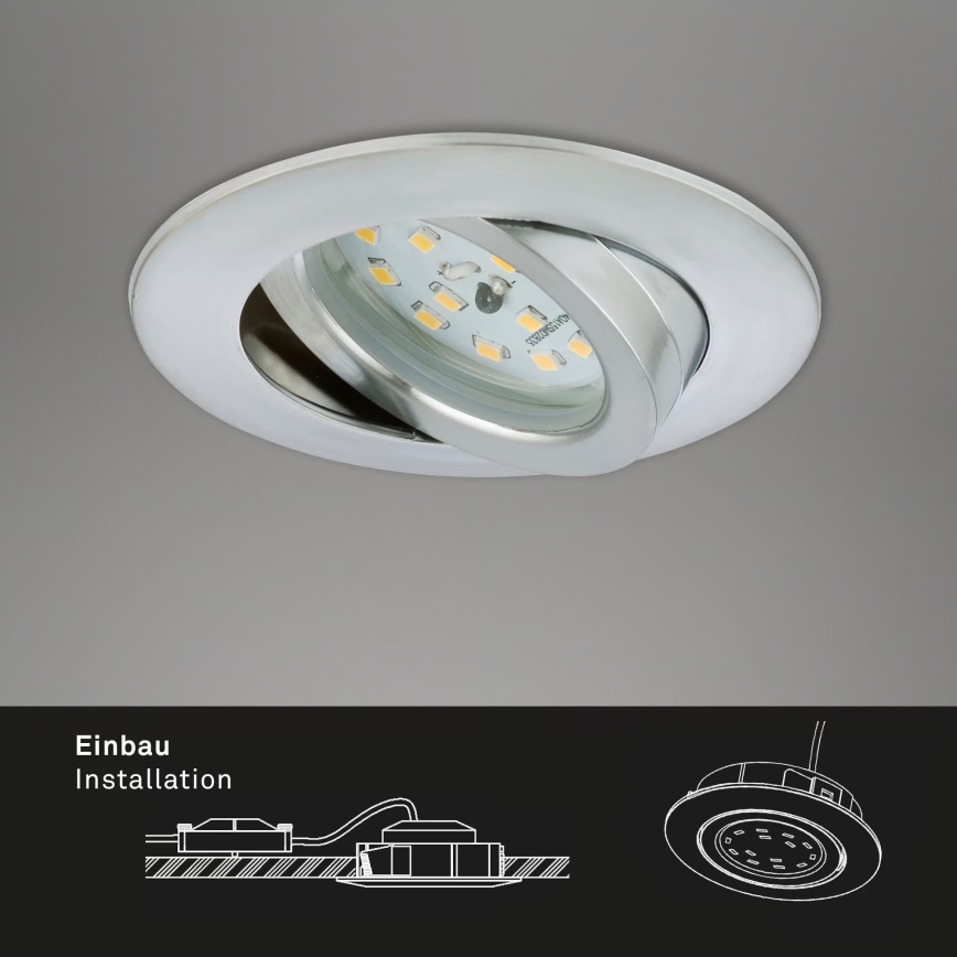 Briloner 7296-039 - KOMPLEKTS 3x LED ar regulējamu spilgtumu vannas istabas iebūvējamie griestu gaismekļi 1xLED/6,5W/230V 3000K IP23 matēts hroms