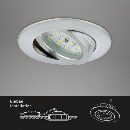 Briloner 7296-039 - Komplekts 3x LED vannas istabas iebūvējamie griestu gaismekļi ar regulējamu spilgtumu LED/6,5W/230V 3000K IP23 matēts hroms