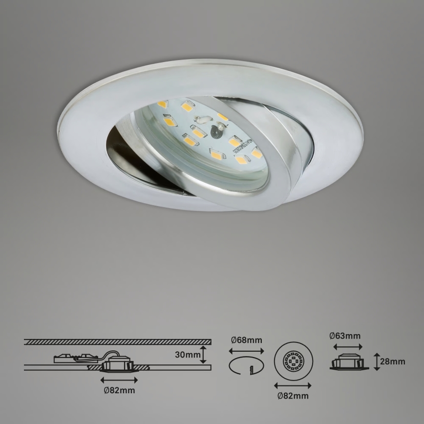 Briloner 7296-039 - Komplekts 3x LED vannas istabas iebūvējamie griestu gaismekļi ar regulējamu spilgtumu LED/6,5W/230V 3000K IP23 matēts hroms