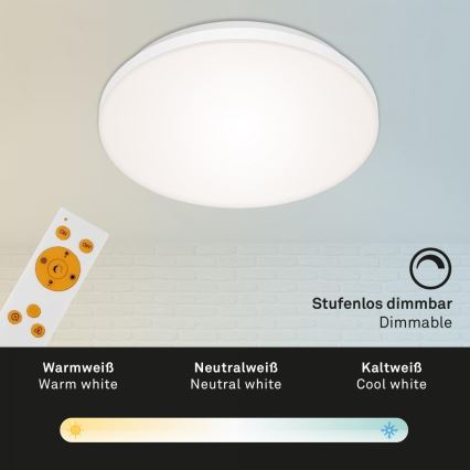 Briloner 7377-016 - LED Aptumšojama griestu lampa LED/12W/230V 3000-6500K + tālvadības pults