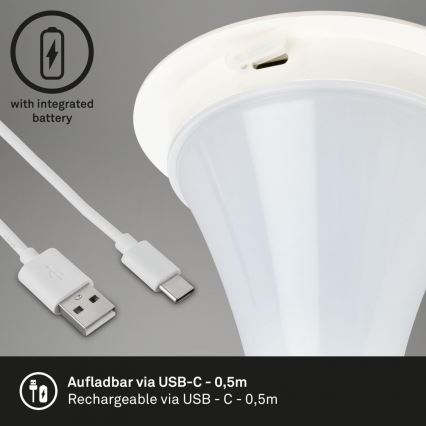 Briloner 7420016 - LED Aptumšojama uzlādējams skārienvadāma āra galda lampa LED/4W/5V IP44 3000K balta