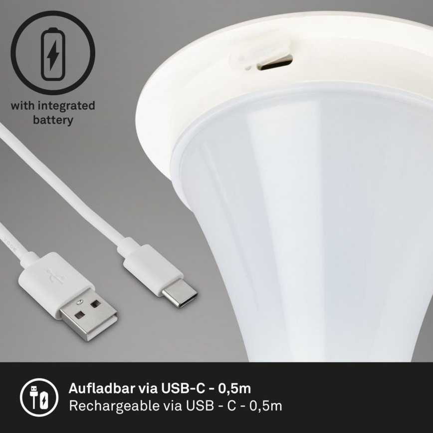 Briloner 7420016 - LED Aptumšojama uzlādējams skārienvadāma āra galda lampa LED/4W/5V IP44 3000K balta