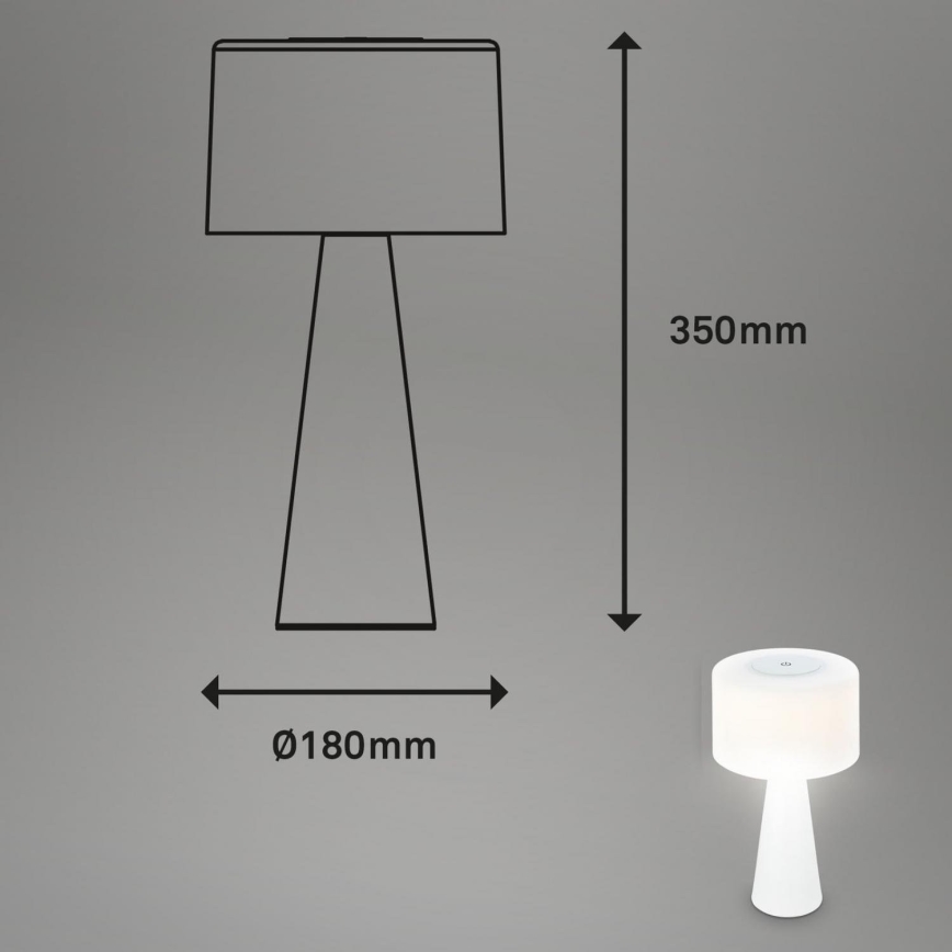 Briloner 7420016 - LED Aptumšojama uzlādējams skārienvadāma āra galda lampa LED/4W/5V IP44 3000K balta