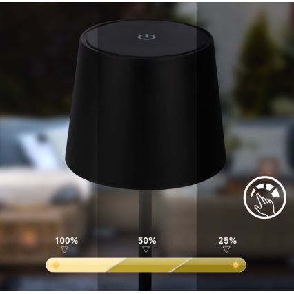 Briloner 7423015 - LED Aptumšojama uzlādējams āra galda lampa LED/2,6W/5V IP44 melna