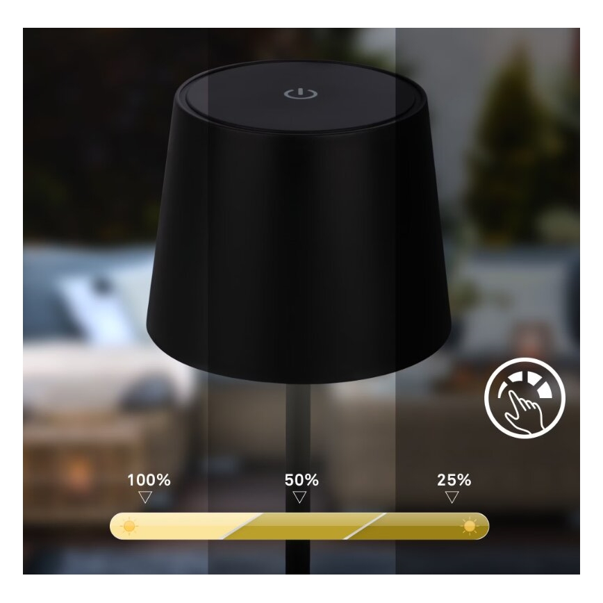 Briloner 7423015 - LED Aptumšojama uzlādējams āra galda lampa LED/2,6W/5V IP44 melna
