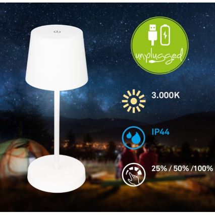Briloner 7423016 - LED Aptumšojama uzlādējama āra galda lampa LED/2,6W/5V IP44 balta
