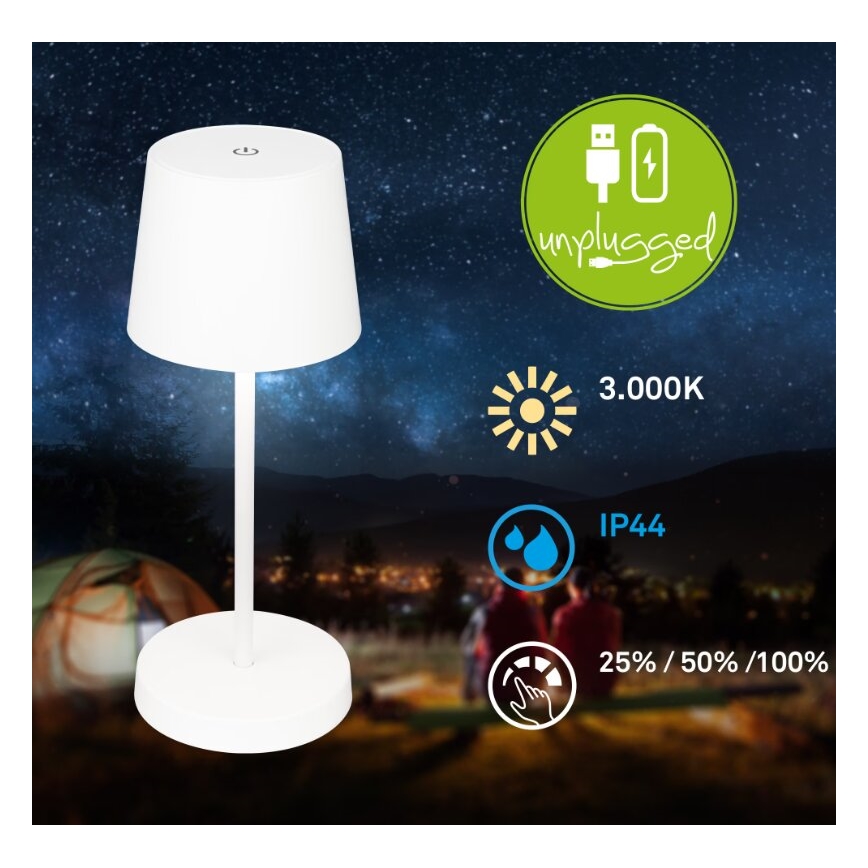 Briloner 7423016 - LED Aptumšojama uzlādējama āra galda lampa LED/2,6W/5V IP44 balta
