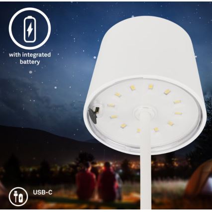 Briloner 7423016 - LED Aptumšojama uzlādējama āra galda lampa LED/2,6W/5V IP44 balta