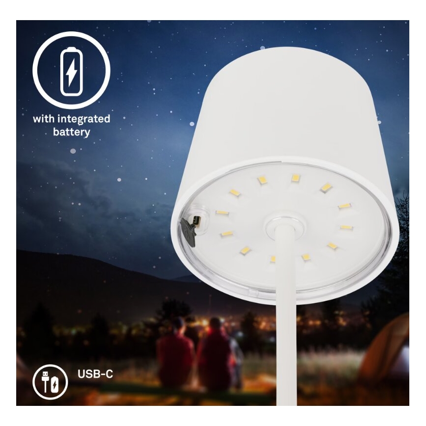Briloner 7423016 - LED Aptumšojama uzlādējama āra galda lampa LED/2,6W/5V IP44 balta
