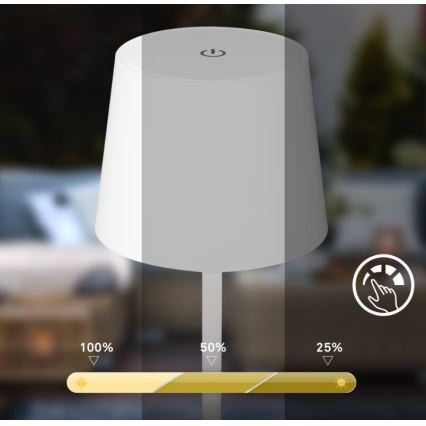 Briloner 7423016 - LED Aptumšojama uzlādējama āra galda lampa LED/2,6W/5V IP44 balta