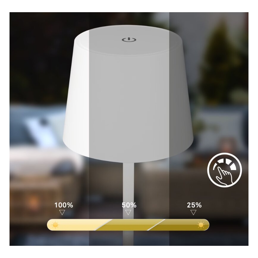Briloner 7423016 - LED Aptumšojama uzlādējama āra galda lampa LED/2,6W/5V IP44 balta