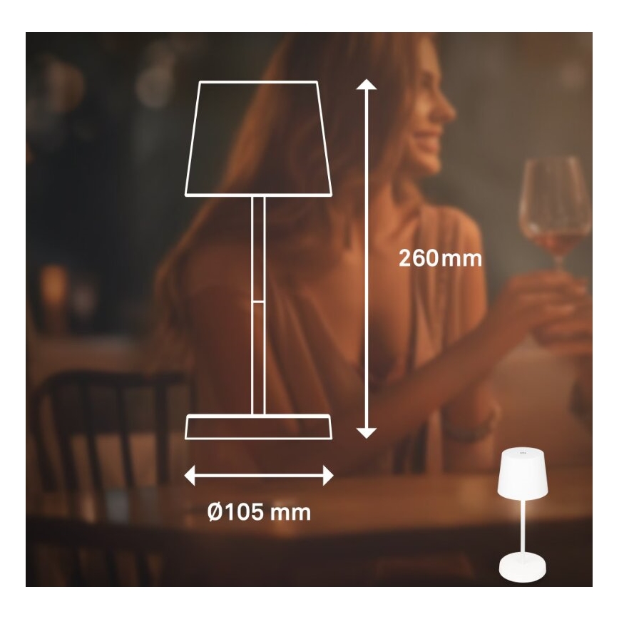 Briloner 7423016 - LED Aptumšojama uzlādējama āra galda lampa LED/2,6W/5V IP44 balta