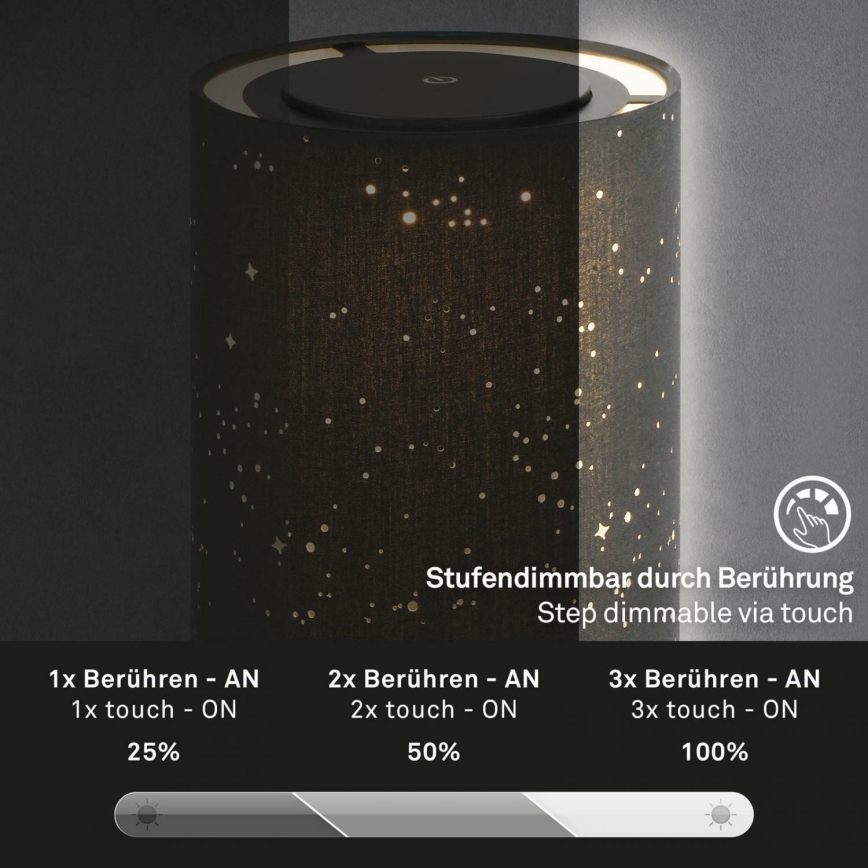 Briloner 7449-015 - LED Aptumšojama āra skārienvadāma lampa STARRY SKY LED/3W/5V IP44 melna