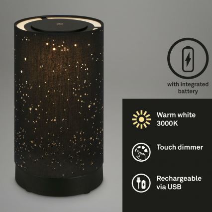 Briloner 7449-015 - LED Aptumšojama āra skārienvadāma lampa STARRY SKY LED/3W/5V IP44 melna