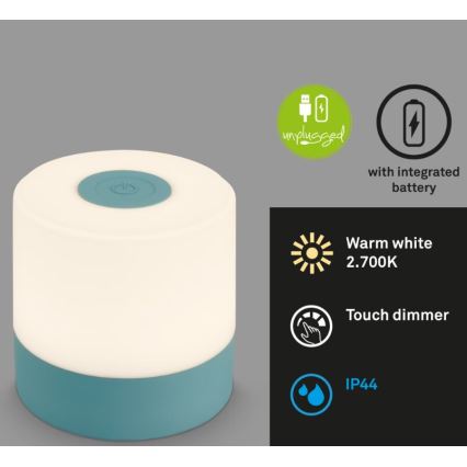 Briloner 7461010 - LED Aptumšojama uzlādējams āra galda lampa LED/2W/5V IP44 zila