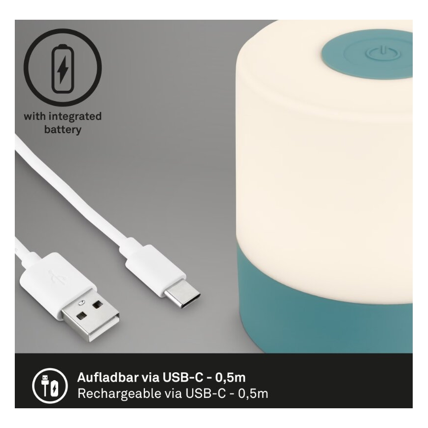 Briloner 7461010 - LED Aptumšojama uzlādējams āra galda lampa LED/2W/5V IP44 zila