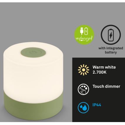 Briloner 7461019 - LED Aptumšojama uzlādējams āra galda lampa LED/2W/5V IP44 zaļa