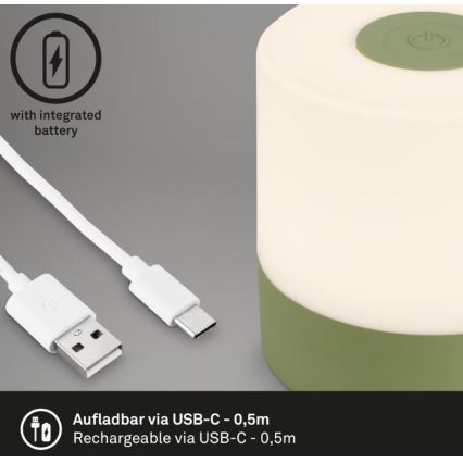 Briloner 7461019 - LED Aptumšojama uzlādējams āra galda lampa LED/2W/5V IP44 zaļa