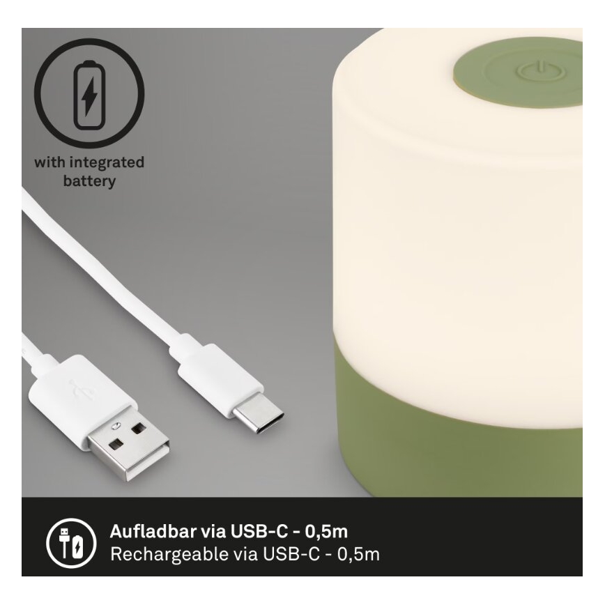 Briloner 7461019 - LED Aptumšojama uzlādējams āra galda lampa LED/2W/5V IP44 zaļa