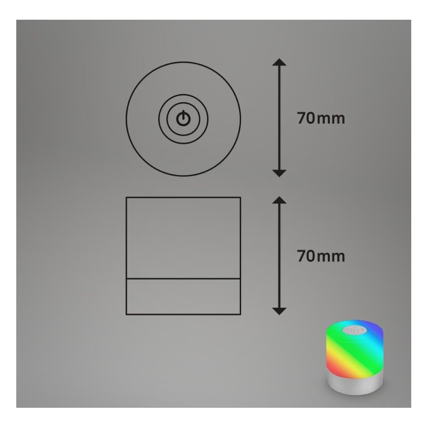 Briloner 7462014 - LED RGB Uzlādējama āra galda lampa LED/1,5W/5V IP44 matēts hroms