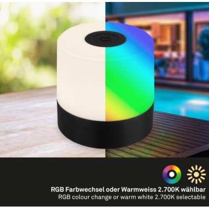Briloner 7462015 - LED RGB Uzlādējama āra galda lampa LED/1,5W/5V IP44 melna