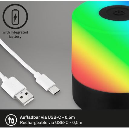 Briloner 7462015 - LED RGB Uzlādējama āra galda lampa LED/1,5W/5V IP44 melna