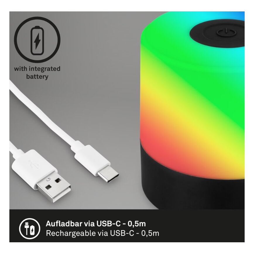 Briloner 7462015 - LED RGB Uzlādējama āra galda lampa LED/1,5W/5V IP44 melna