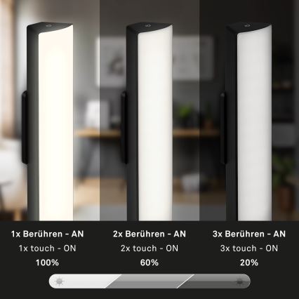 Briloner 7474-015 - LED Aptumšojama skārienvadāma uzlādējama āra galda lampa 2in1 LED/7W/5V 2200 mAh USB 3000K IP44 melna