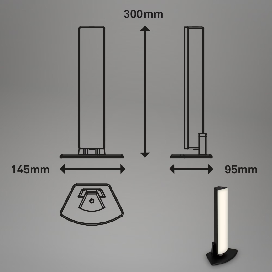 Briloner 7474-015 - LED Aptumšojama skārienvadāma uzlādējama āra galda lampa 2in1 LED/7W/5V 2200 mAh USB 3000K IP44 melna