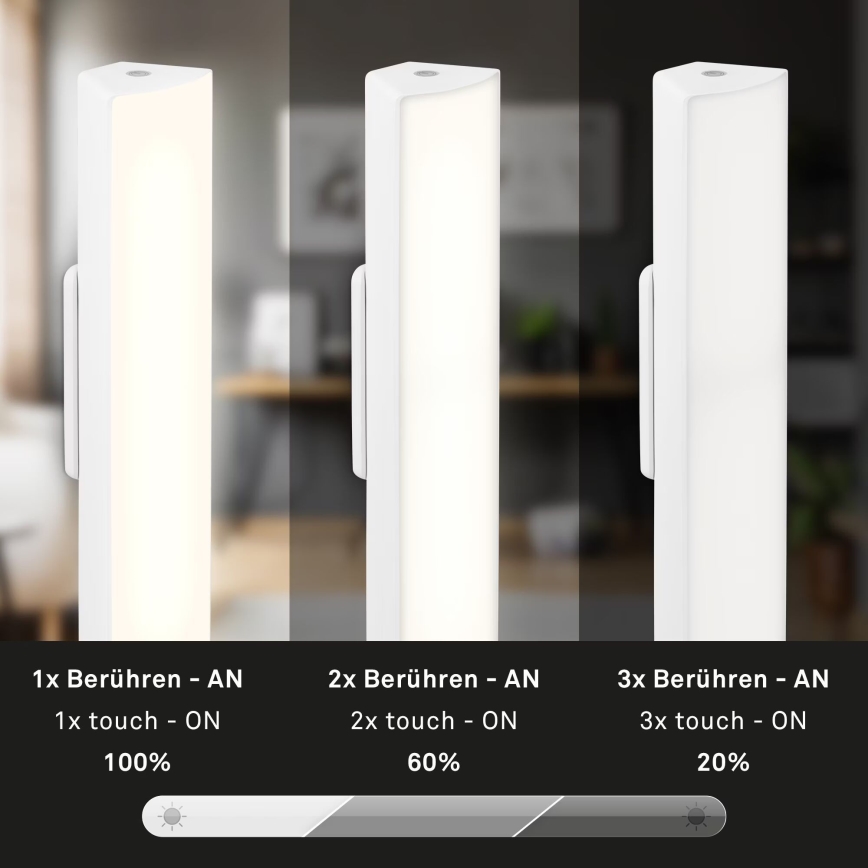 Briloner 7474-016 - LED Aptumšojama skārienvadāma uzlādējama āra galda lampa 2in1 LED/7W/5V 2200 mAh USB 3000K IP44 balta