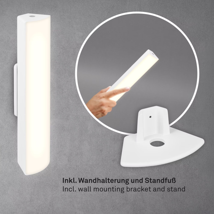Briloner 7474-016 - LED Aptumšojama skārienvadāma uzlādējama āra galda lampa 2in1 LED/7W/5V 2200 mAh USB 3000K IP44 balta