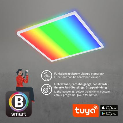 Briloner 7491-016 - RGBW LED regulējama vieda griestu lampa/22W/230V 4000K 42x42 cm Wi-Fi Tuya + tālvadības pults