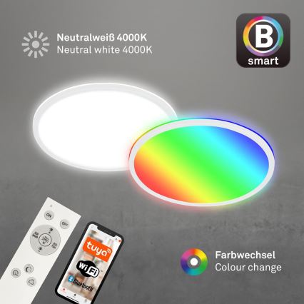 Briloner 7494016 - LED RGBW ar regulējamu spilgtumu viedais griestu gaismeklis LED/22W/230V 4000K Ø 42 cm Wi‑Fi Tuya + tālvadības pults
