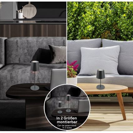 Briloner 7507015 - LED RGB aptumšojama uzlādējama āra galda lampa 2 vienā LED/2,5W/5V IP44 1200 mAh antracīts