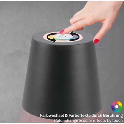 Briloner 7507015 - LED RGB aptumšojama uzlādējama āra galda lampa 2 vienā LED/2,5W/5V IP44 1200 mAh antracīts