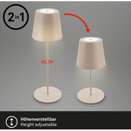 Briloner 7508011 - LED Aptumšojama uzlādējama āra galda lampa 2in1 LED/2,5W/5V IP44 bēša