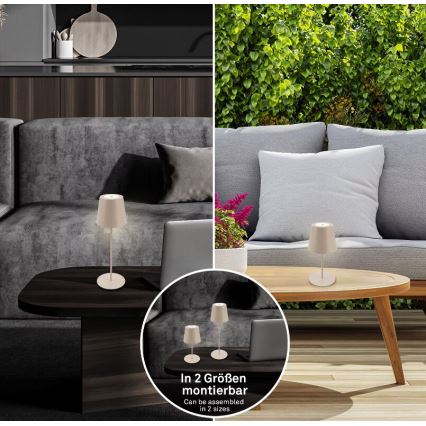 Briloner 7508011 - Regulējama uzlādējamā āra galda lampa 2 vienā LED/2,5W/5V IP44 1200 mAh bēša